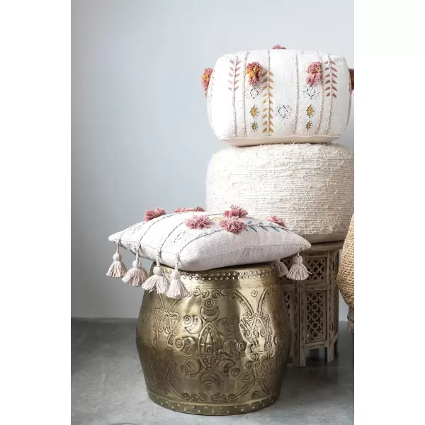 imageCreative CoOp Global Metal End Table with Embossed Florals Antique Gold
