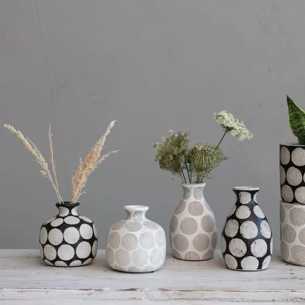 imageCreative CoOp Terracotta Vase with Wax Relief Dots Black and Natural
