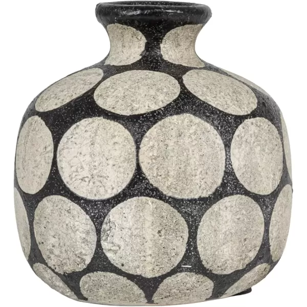 imageCreative CoOp Terracotta Vase with Wax Relief Dots Black and Natural