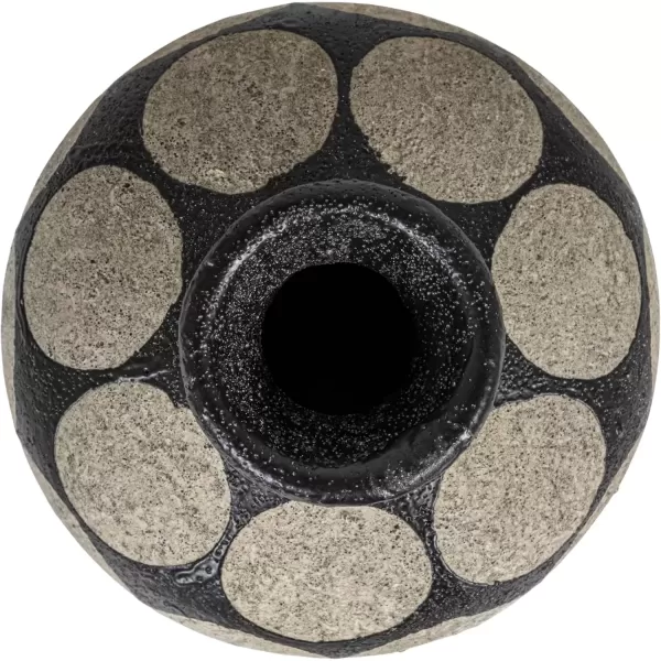 imageCreative CoOp Terracotta Vase with Wax Relief Dots Black and Natural