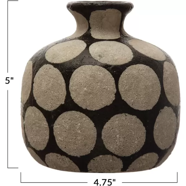 imageCreative CoOp Terracotta Vase with Wax Relief Dots Black and Natural