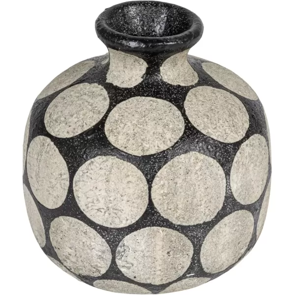 imageCreative CoOp Terracotta Vase with Wax Relief Dots Black and Natural