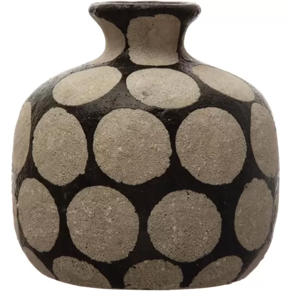imageCreative CoOp Terracotta Vase with Wax Relief Dots Black and Natural