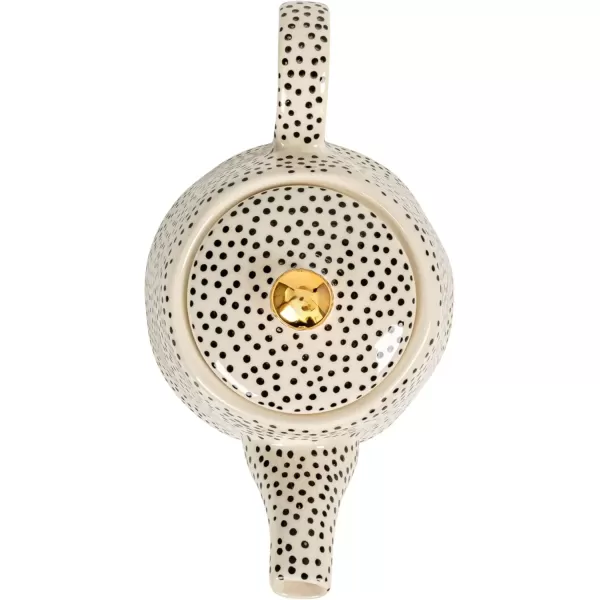 imageCreative CoOp White Stoneware Black Speckles ampamp Gold Electroplating Teapot Cream