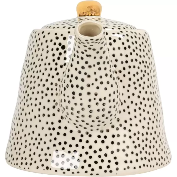 imageCreative CoOp White Stoneware Black Speckles ampamp Gold Electroplating Teapot Cream