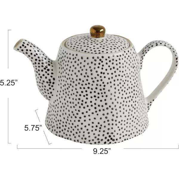 imageCreative CoOp White Stoneware Black Speckles ampamp Gold Electroplating Teapot Cream