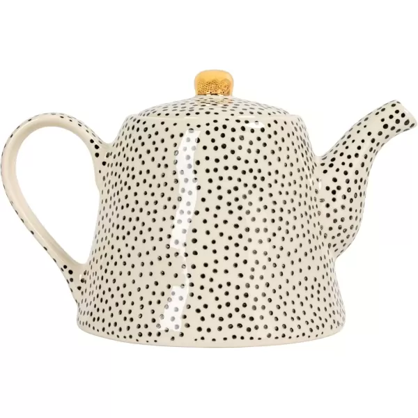 imageCreative CoOp White Stoneware Black Speckles ampamp Gold Electroplating Teapot Cream