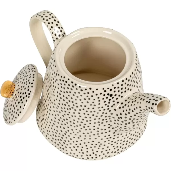 imageCreative CoOp White Stoneware Black Speckles ampamp Gold Electroplating Teapot Cream