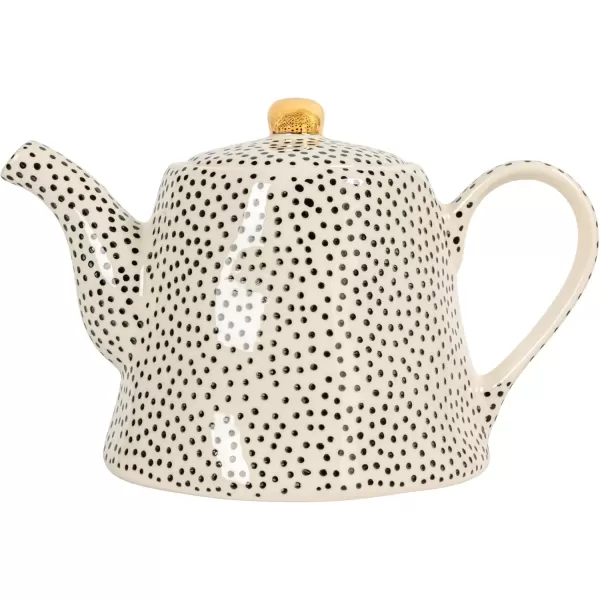 imageCreative CoOp White Stoneware Black Speckles ampamp Gold Electroplating Teapot Cream
