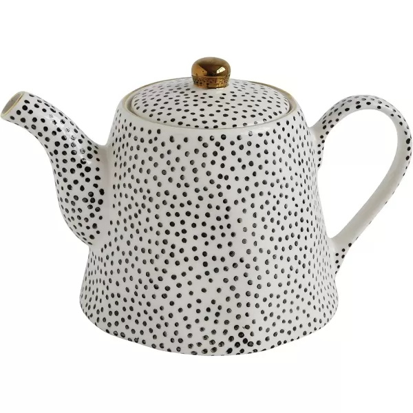 imageCreative CoOp White Stoneware Black Speckles ampamp Gold Electroplating Teapot Cream