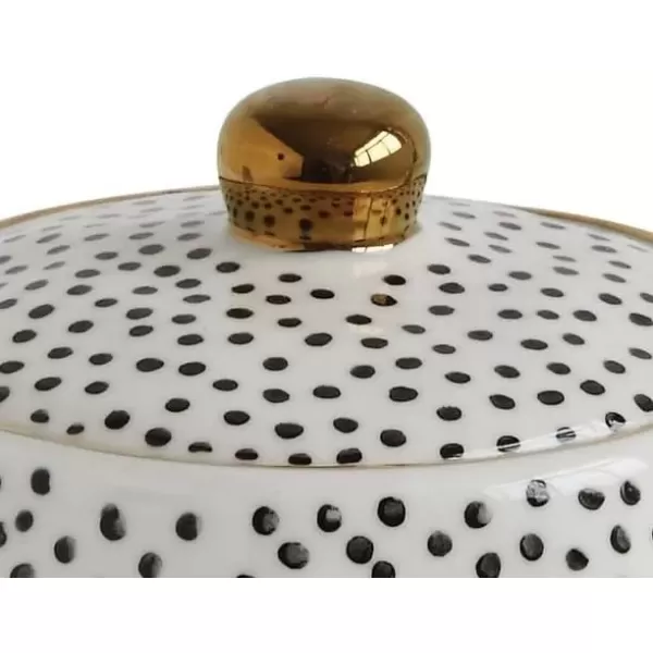 imageCreative CoOp White Stoneware Black Speckles ampamp Gold Electroplating Teapot Cream