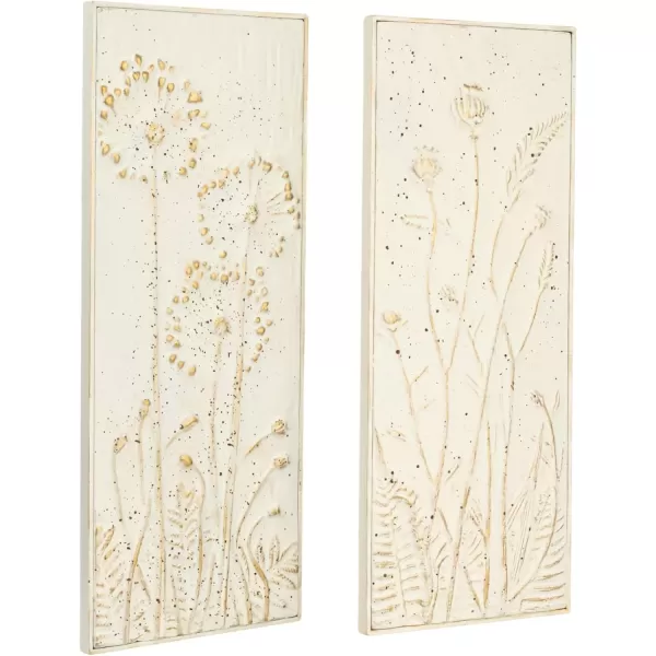 imageCreative CoOp Wood and Metal Wall Dcor with Flowers White and Brown Set of 2