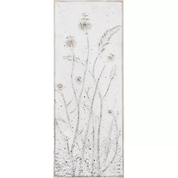 imageCreative CoOp Wood and Metal Wall Dcor with Flowers White and Brown Set of 2