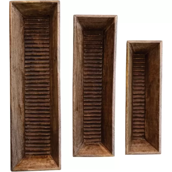 imageCreative CoOp HandCarved Mango Wood Trugs Natural Set of 3