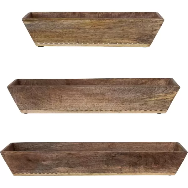 imageCreative CoOp HandCarved Mango Wood Trugs Natural Set of 3