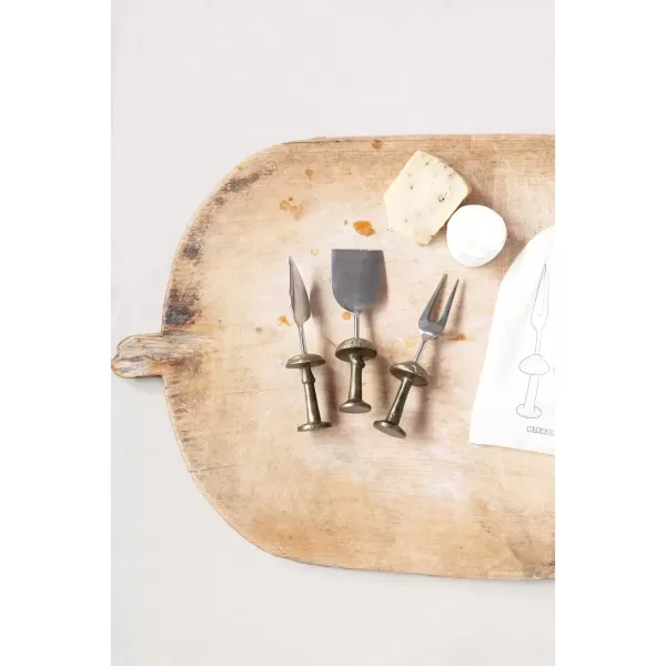 imageCreative CoOp Stainless Steel and Brass Forks with Gold Finish Reindeer Handles Set of 4 in Printed Drawstring BagMushroom Cheese Knives