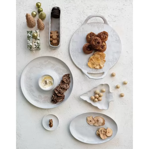 imageCreative CoOp Stoneware Basket Cracker Dish with Reactive Glaze White Medium Cream