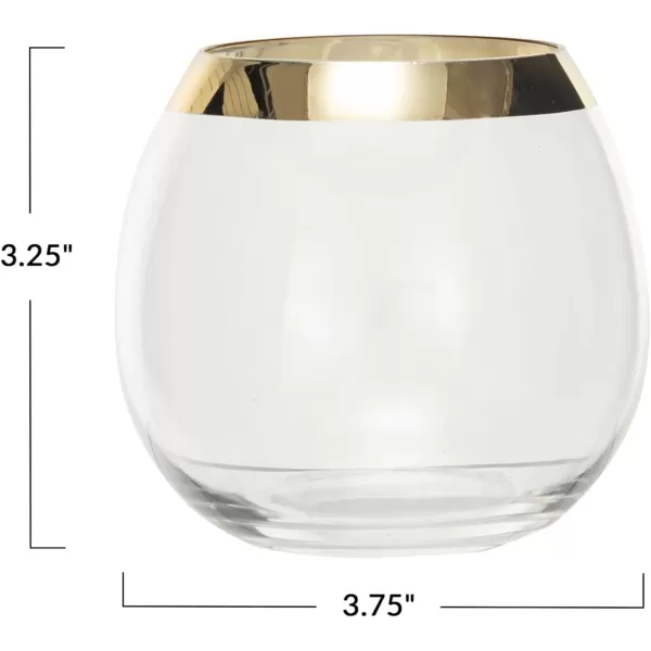 imageCreative CoOp 10 oz Stemless Drinking Glass with Gold Electroplated Rim Clear