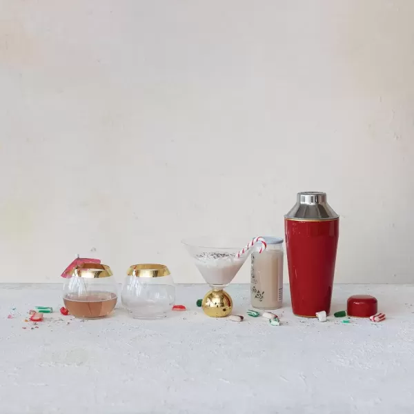 imageCreative CoOp 10 oz Stemless Drinking Glass with Gold Electroplated Rim Clear
