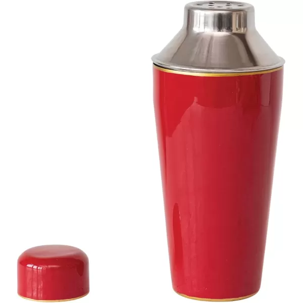 imageCreative CoOp 22 oz Enameled Stainless Steel Cocktail Shaker with Gold Rim Red