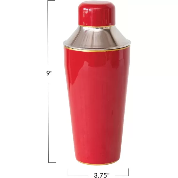 imageCreative CoOp 22 oz Enameled Stainless Steel Cocktail Shaker with Gold Rim Red
