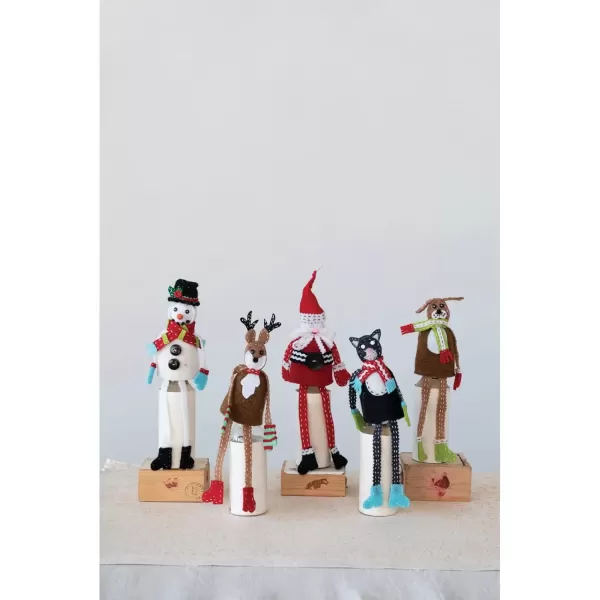 imageCreative CoOp Handmade Fabric and Wool Felt Cat in Scarf Bottle Topper with Embroidery and Applique Multicolor