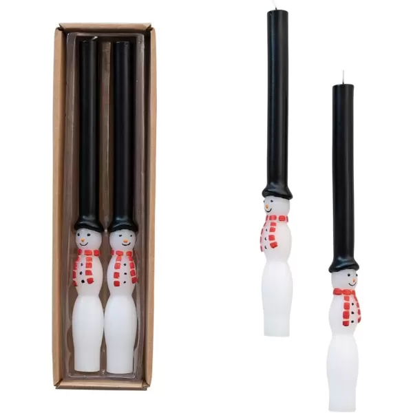 imageCreative CoOp 10 H Unscented Snowman Taper Candles in Box Multi Color Set of 2 Approximate Burn Time 5 Hours