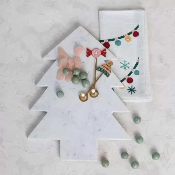 imageCreative CoOp 1312quotL x 1012quotW Marble Tree Shaped CheeseCutting Board White