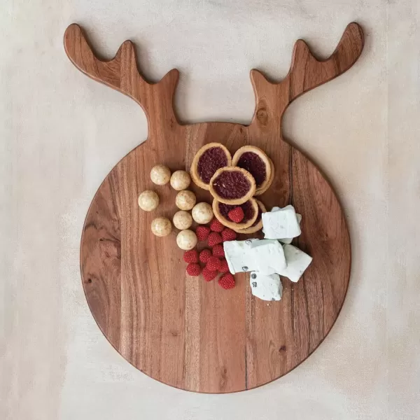 imageCreative CoOp Acacia Wood Cheese and Cutting Board with Antlers Natural