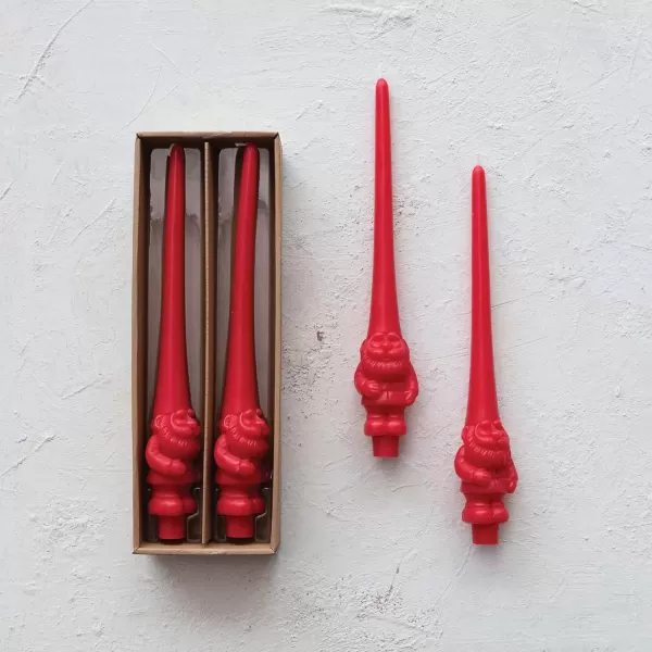 imageCreative CoOp Enchanted Gnome Taper Candles Red Set of 2