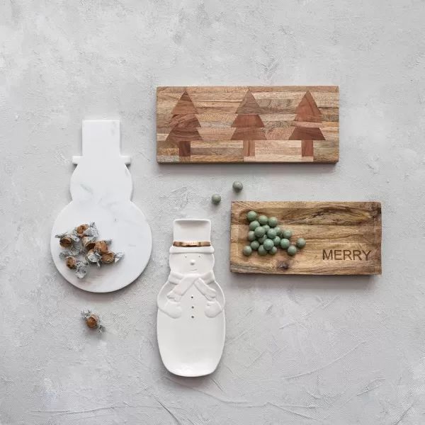 imageCreative CoOp Engraved Mango Wood CheeseCutting Board quotMerryquot