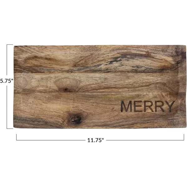 imageCreative CoOp Engraved Mango Wood CheeseCutting Board quotMerryquot