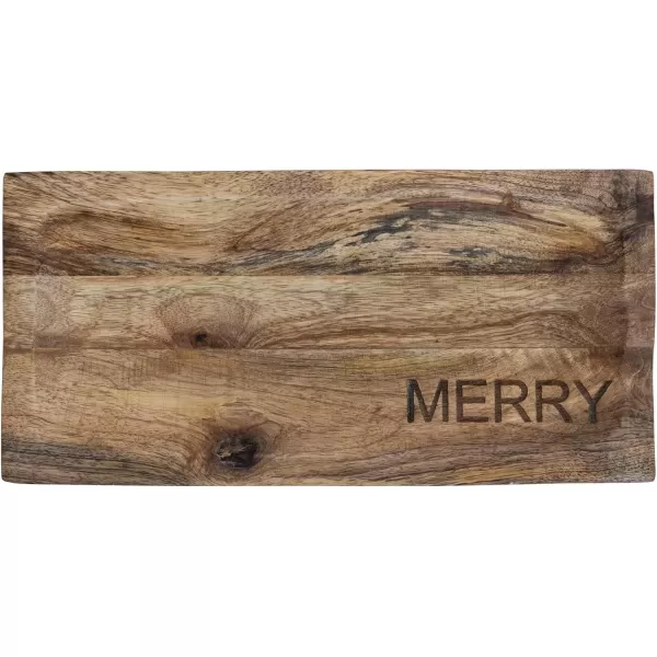 imageCreative CoOp Engraved Mango Wood CheeseCutting Board quotMerryquot