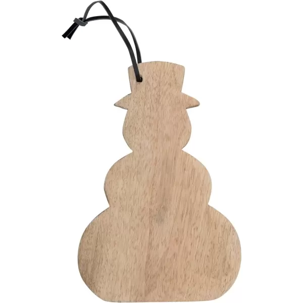 imageCreative CoOp Mango Wood Snowman Shaped CheeseCutting Board with Leather TieSnowman