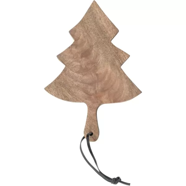 imageCreative CoOp Mango Wood Snowman Shaped CheeseCutting Board with Leather TieTree