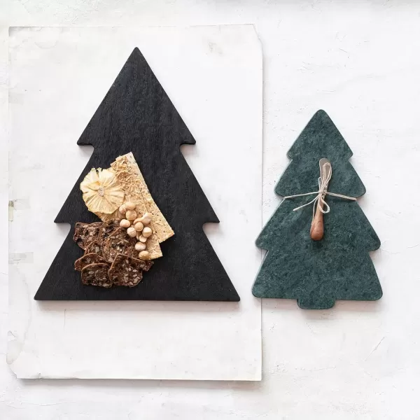 imageCreative CoOp Mango Wood Tree Shaped Cheese and Cutting Board Black