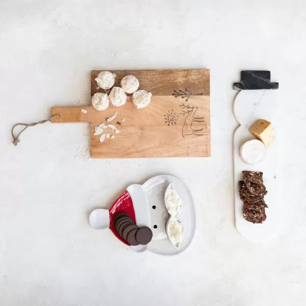 imageCreative CoOp Marble Snowman Shaped Cheese and Cutting Board White and Black