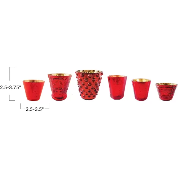 imageCreative CoOp Round Embossed Mercury Glass TealightVotive Candleholders Red Set of 6