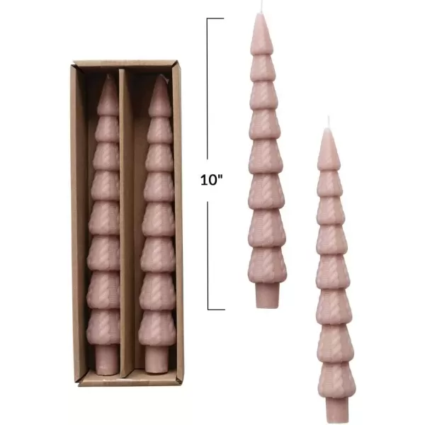 imageCreative CoOp Seasonal Silhouette Tree Shaped Taper Candles Khaki Set of 2
