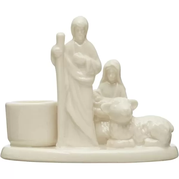 imageCreative CoOp Stoneware Nativity Taper Holder White