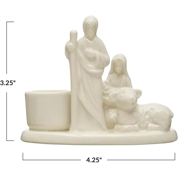 imageCreative CoOp Stoneware Nativity Taper Holder White