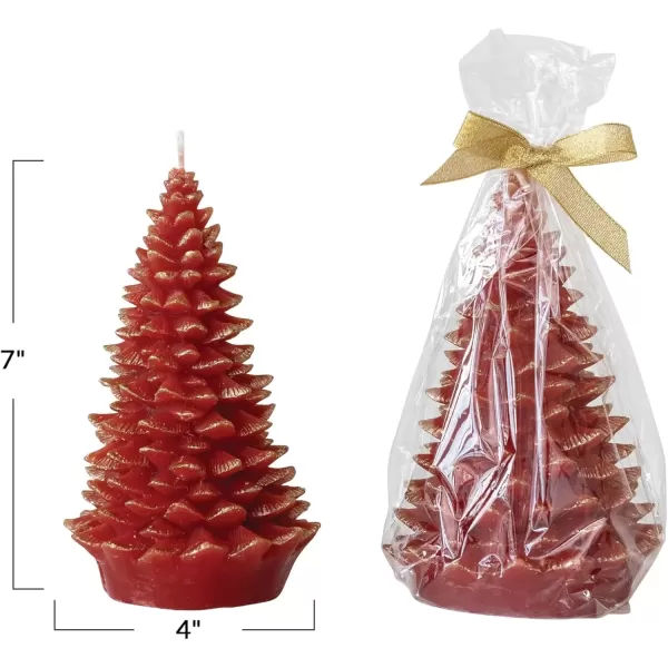 imageCreative CoOp Tall Holiday Tree Shaped Candle with Gold Tips Holly Berry Color