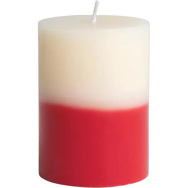 imageCreative CoOp Unscented TwoTone Pillar Color Approximate Burn Time 40 Hours Candle Cream and Red