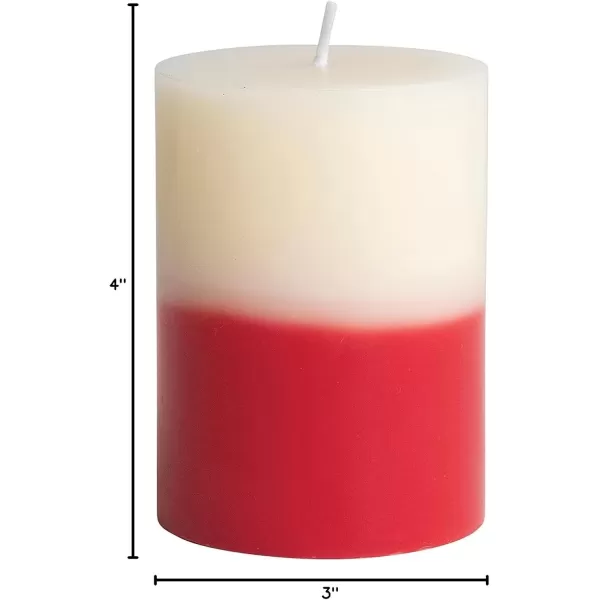 imageCreative CoOp Unscented TwoTone Pillar Color Approximate Burn Time 40 Hours Candle Cream and Red