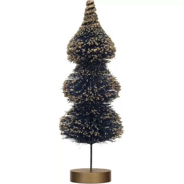 imageCreative CoOp Sisal Bottle Brush Tree with Gold Glitter and Wood Base Blue