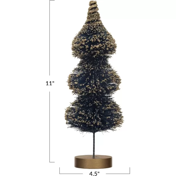 imageCreative CoOp Sisal Bottle Brush Tree with Gold Glitter and Wood Base Blue