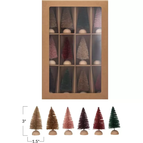 imageCreative CoOp Sisal Bottle Brush Trees with Wood Bases Multicolor Set of 12