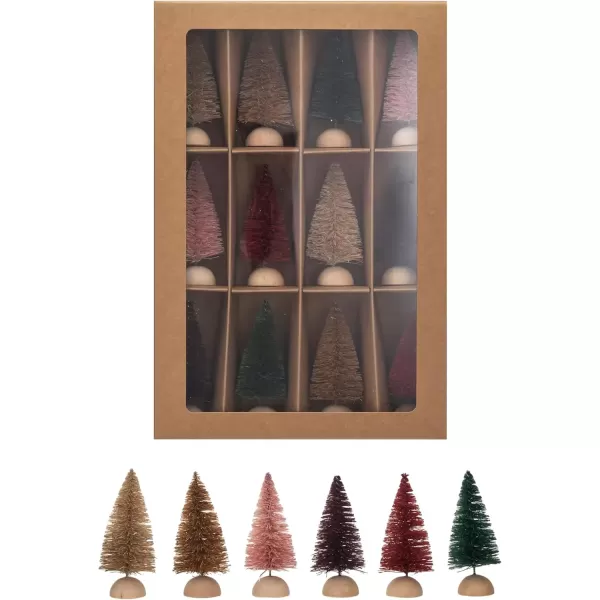 imageCreative CoOp Sisal Bottle Brush Trees with Wood Bases Multicolor Set of 12