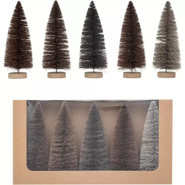 imageCreative CoOp Sisal Bottle Brush Trees with Wood Bases Neutral Colors Set of 5