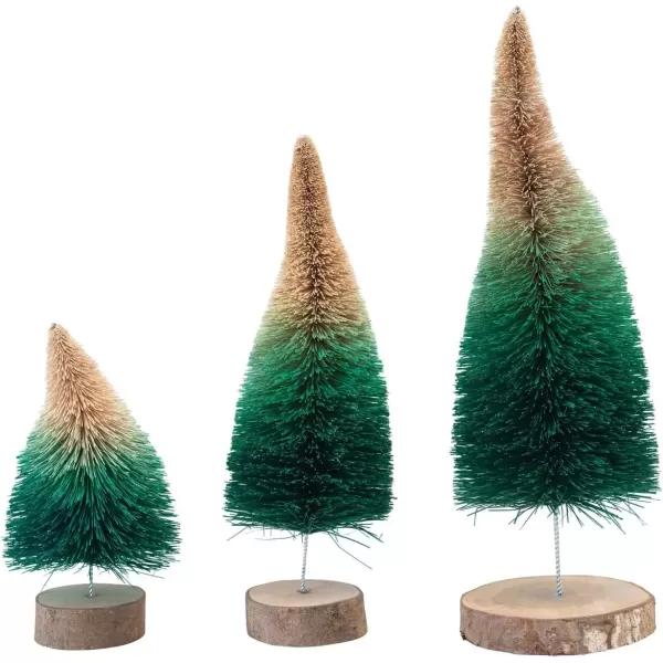 imageCurved Sisal Bottle Brush Tree with Wood Base Green Ombre8in